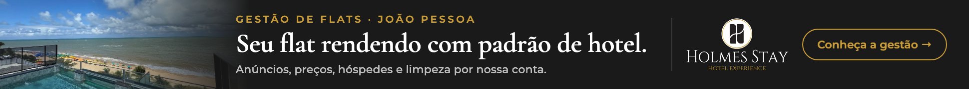 Holmes Stay — gestão de flats em João Pessoa: seu flat rendendo com padrão de hotel. Conheça a gestão.